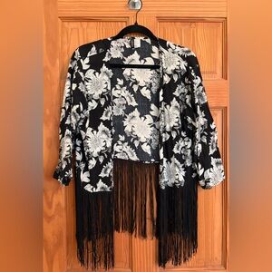 H&M Black and White Floral Shrug